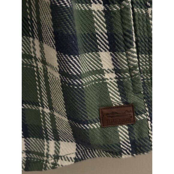 Ll Bean Men’s Thermal Shacket Green Plaid Size Large TALL Work Shirt Outdoor - Picture 5 of 13